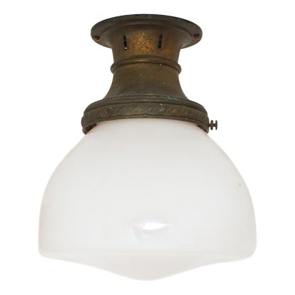 Vintage Church Opaline Ceiling Light, 1930s For Sale