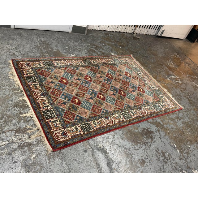 Persian 4ft 7in × 6ft 10in Persian Bakhtiari-Style Kheshti Garden Panel Wool Rug, Vintage For Sale - Image 3 of 12