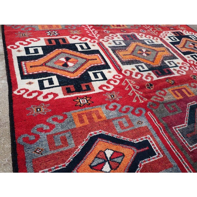 Tribal Galerie Shahab Collection Mid-20th Century Handmade Turkish Tribal Square Room Size Carpet For Sale - Image 3 of 8