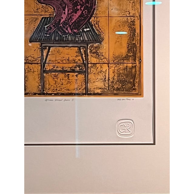 Burnt Orange Late 20th Century Van Der Reis Signed Limited Ed Print 29x34 Museum Glass For Sale - Image 8 of 9