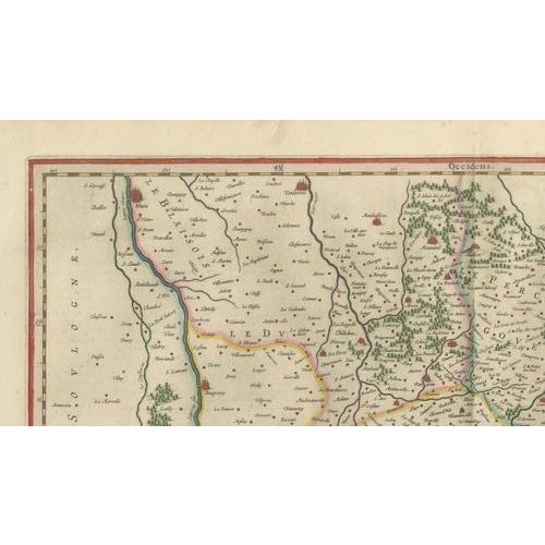 Paper Antique Blue Map of Beauce & Perche, France, 1642 For Sale - Image 7 of 11