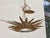 Mid 20th Century Spanish Gilt Metal Sunburst Chandelier with Frosted Glass For Sale - Image 4 of 11