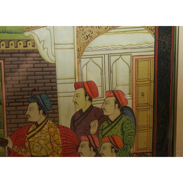 Antique Persian Hand-Painted Oriental Scenes on Silk in Frame, Set of 2 For Sale - Image 13 of 18