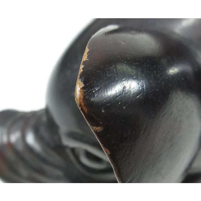 Brown Vintage Japanese Carved Lacquered Wooden Pigs- A Pair For Sale - Image 8 of 8