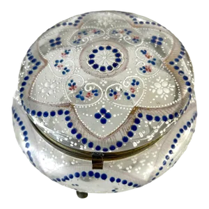 19th Century Moser Enameled Glass Footed Dresser Box