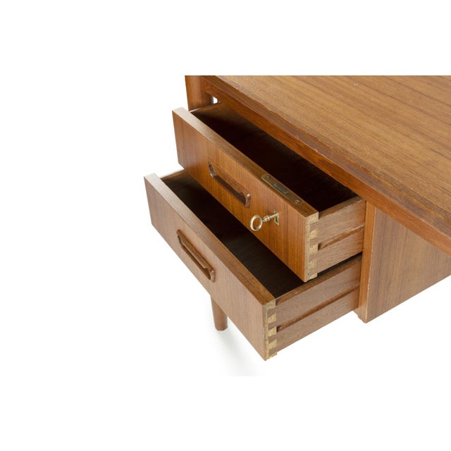 Scandinavian Desk with Sliding Mobile Drawer Block and Small Armchair, Denmark, 1970s, Set of 2 For Sale - Image 10 of 17