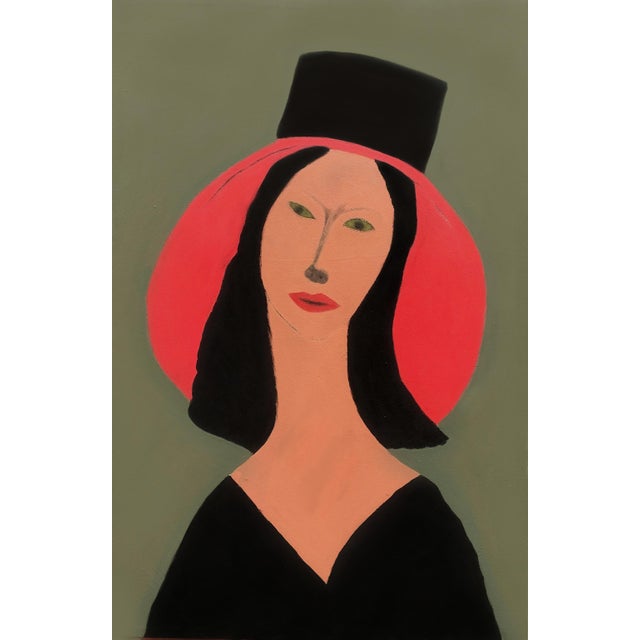 "Lady Evet", Acrylic on Canvas Painting by David Akolo For Sale