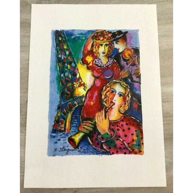Modern Modern Unframed Canvas "Eiffel Melodies" Signed Zamy Steynovitz Seriolithograph For Sale - Image 3 of 3