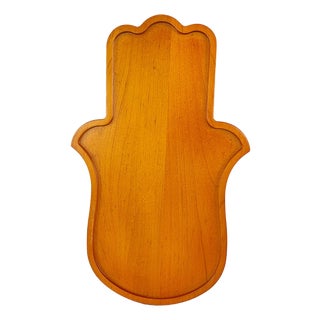 Hamsa Wooden Hand Tray For Sale