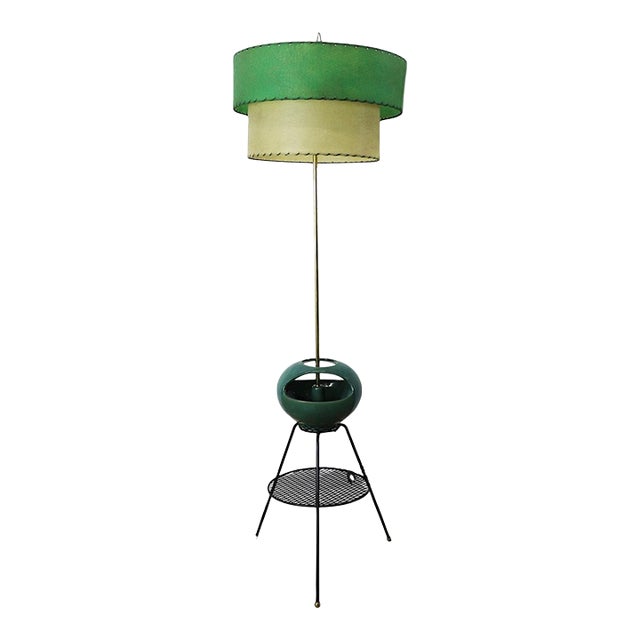1950s Mid Century Modern Mexican Atomic Floor Lamp with Ceramic Flowerpot For Sale