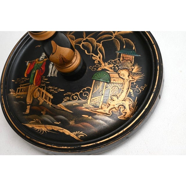 Antique Lacquered Chinoiserie Floor Lamp, 1930 For Sale - Image 9 of 10