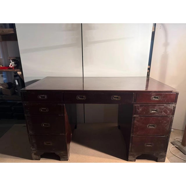 Colonial Mahogany Desk with Brass Fittings, 1990s For Sale - Image 13 of 13