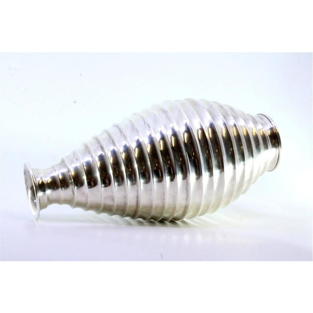 Honeycomb-Shaped Silver Jug with Circular Gradient Stripes For Sale - Image 3 of 6