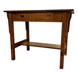 Antique Oak Craft by Ramsey Alton Stickley Mission Style Desk Library Table For Sale