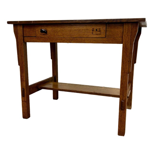 Antique Oak Craft by Ramsey Alton Stickley Mission Style Desk Library Table For Sale