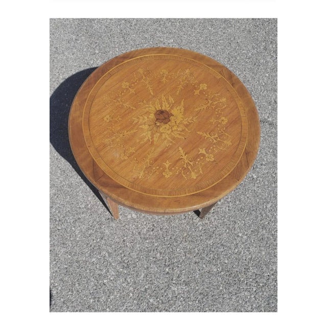 Early 20th Century Early 20th Century Dutch Colonial Style Marquetry Fruitwood Gueridon Table For Sale - Image 5 of 8