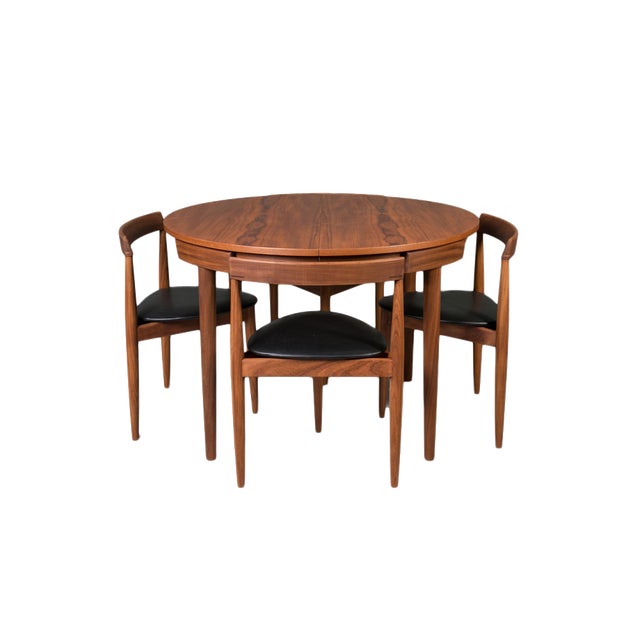 Dining Table & Roundette Chairs by Hans Olsen for Frem Røjle, Denmark, 1960s, Set of 5 For Sale