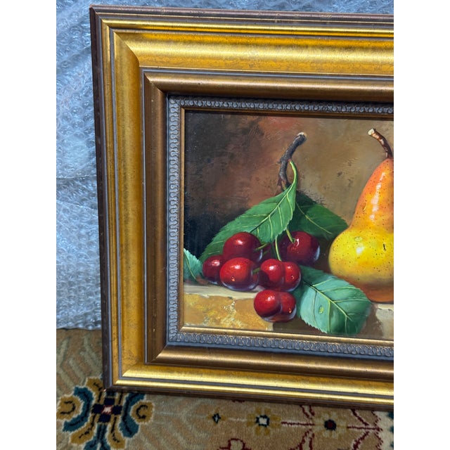 Carle Shi Cherries and a Pear Oil Painting, Signed For Sale In San Francisco - Image 6 of 12