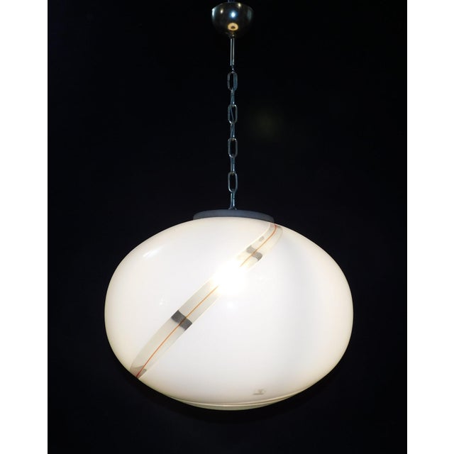 1960s Frosted Bollicine Murano Glass Pendant For Sale - Image 9 of 11