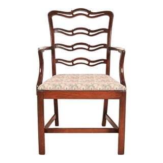 Baker Furniture Style Georgian Carved Mahogany Armchair For Sale