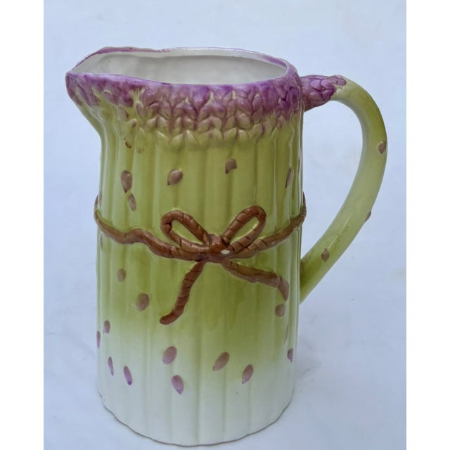 Ceramic Albert Kessler and Company Majolica Asparagus Pitcher For Sale - Image 7 of 9