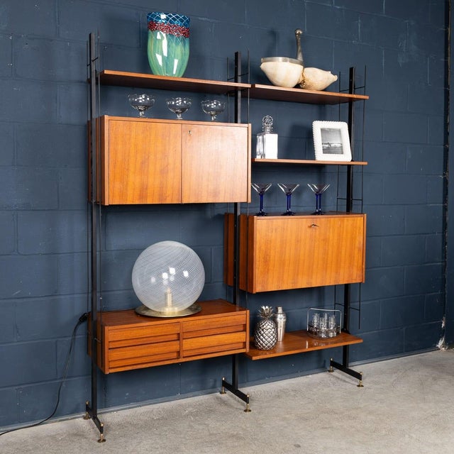 Italian Modular Teak Wall Cabinet, 1960s For Sale - Image 4 of 18