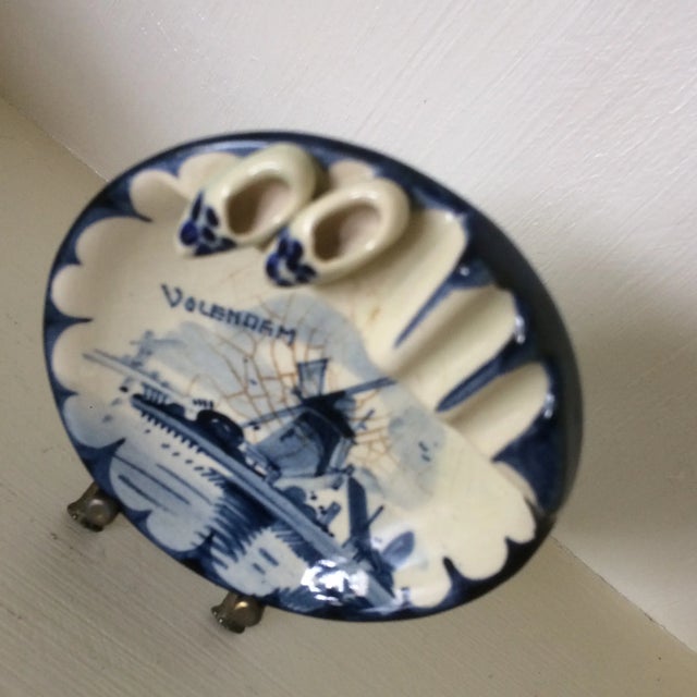 Vintage Blue and White Delft Ashtray With Brass Stand For Sale - Image 12 of 13