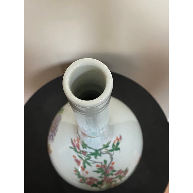 Vintage Chinese Famille Rose Porcelain Bottle Vase For Sale - Image 10 of 11