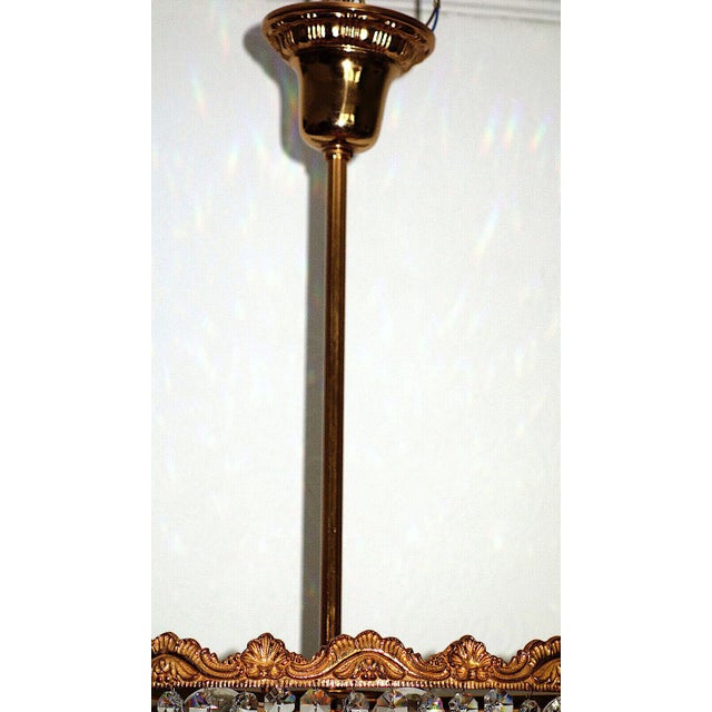 Mid-Century Modern Brass and Lead Crystal Chandelier from Schröder, 1960s For Sale - Image 3 of 11