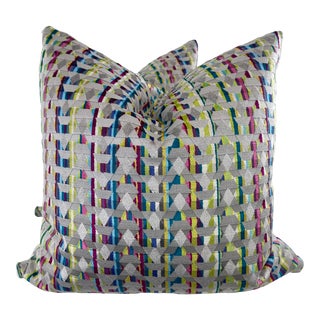 S. Harris "Hasina Velvet" in Cirque 22" Pillows-A Pair For Sale