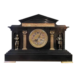 19th Century French Mantel Clock With Gothic Revival Bronze Ornaments