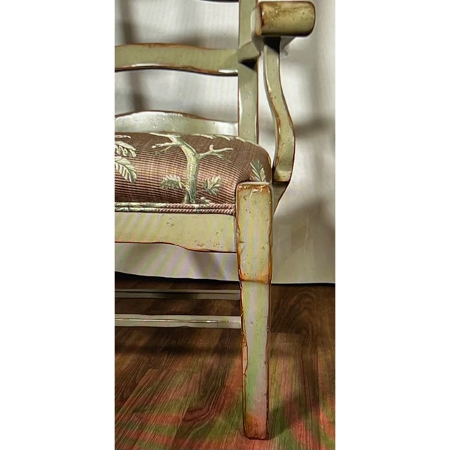 American Painted Ladderback Dining Arm Chairs Attributed to Woodland Furniture For Sale - Image 3 of 10