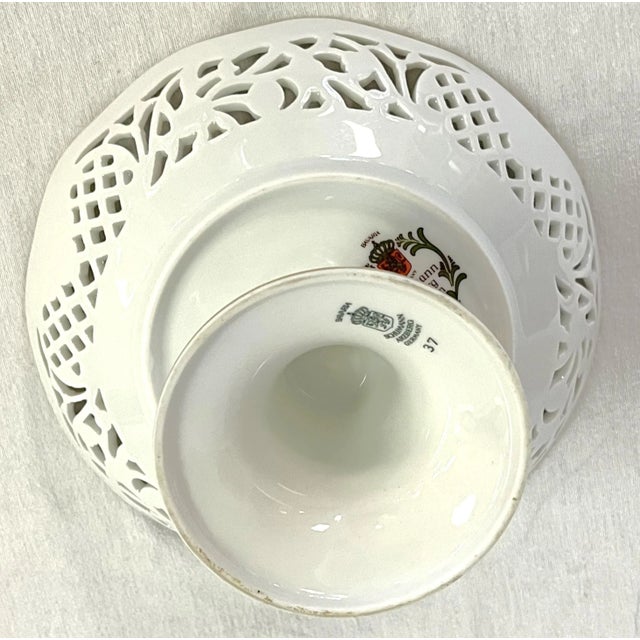 Vintage Bavaria Schumann Arzberg Germany Reticulated Porcelain Compote Dish For Sale - Image 4 of 13
