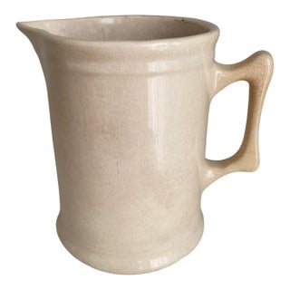 Antique Cream Beige Ironstone Water Jug or Milk Pitcher For Sale