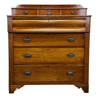 Early American 19th Century Victorian / Empire Style Step Back Chest of Drawers in Southern Yellow Pine For Sale