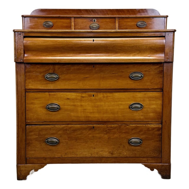Early American 19th Century Victorian / Empire Style Step Back Chest of Drawers in Southern Yellow Pine For Sale