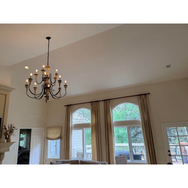 2000 - 2009 Large Spanish Revival Style Forged Iron Twelve-Light Chandelier For Sale - Image 5 of 8