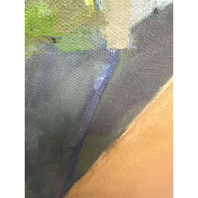 Textile "The End of the Road" Contemporary Impressionist Cityscape in Grays and Orange by Mill Valley Artist Mary Anne McKernie For Sale - Image 7 of 11