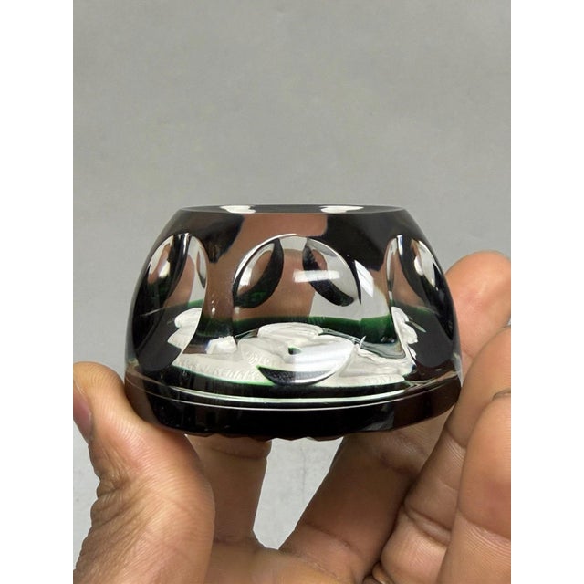Traditional Cristal d'Albret France JFK Jackie Kennedy Sulphide Paperweight Faceted Green For Sale - Image 3 of 17
