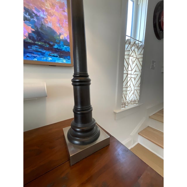 Wood Contemporary Tall Console Lamps - a Pair For Sale - Image 7 of 12