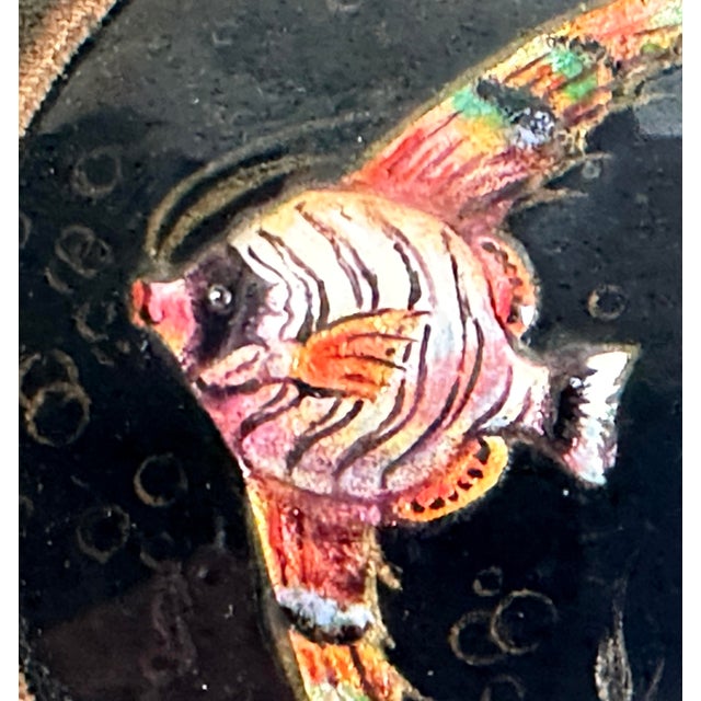 Miniature Enamel Medallion Paintings of a Bird and a Fish by Lossier,Switzerland, 1950s, Set of 2 For Sale - Image 9 of 9