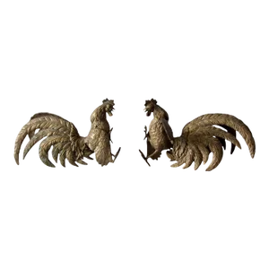 Antique Bronze Fighting Roosters Pair