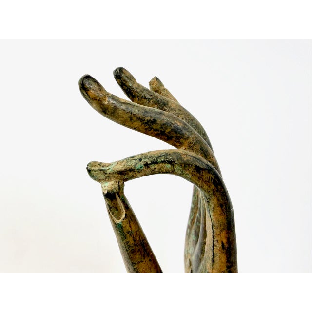Antique Thai Hand-Mounted Bronze Buddhas on Base, 1900s, Set of 2 For Sale - Image 17 of 18