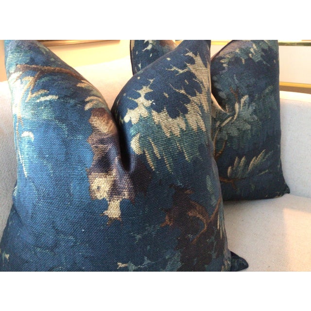 Impressionist Dedar Schwarzwald Down Filled 20" Pillow in Bleu Nuit - Single For Sale - Image 3 of 5