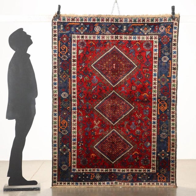 Afshar wool rug, fine knot, manual production. This piece is attributed to the mentioned designer/maker. It has no...