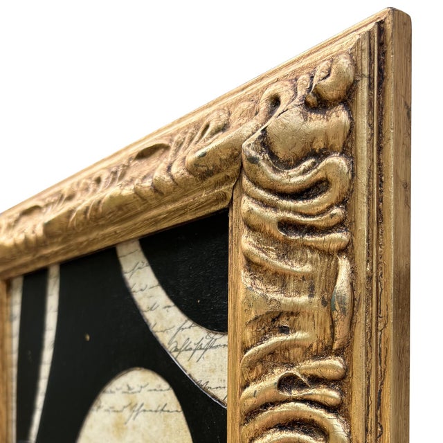 Contemporary Black and White "Curve" Paper Collage in Vintage Frame For Sale In New York - Image 6 of 6