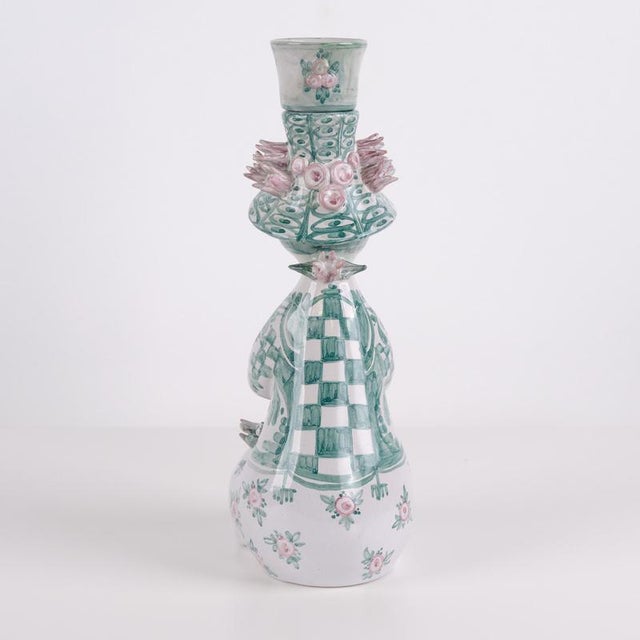 Figurine No. 93 in Green and Pink Ceramic with Floral Motif by Bjørn Wiinblad For Sale - Image 5 of 10