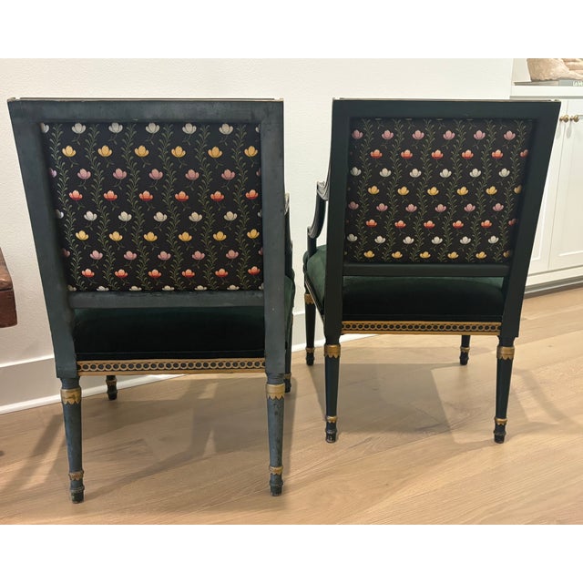 Vintage French Louis XVI Style Square Back Fauteuils - A Pair For Sale - Image 4 of 16