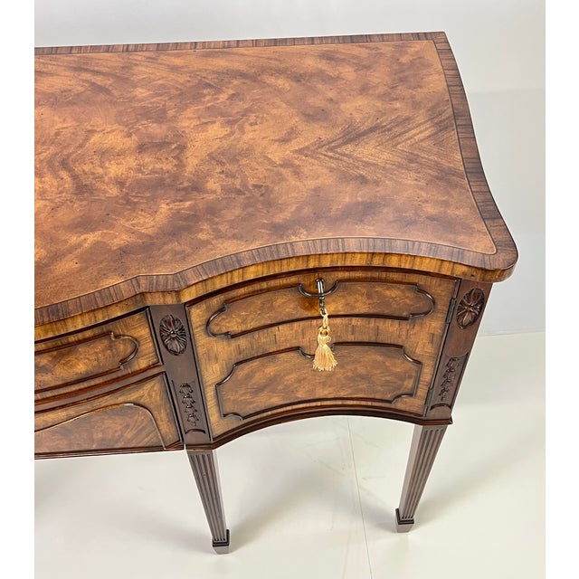 Theodore Alexander Early 20th Century Theodore Alexander "Althorp Living History" Sheraton Style Serpentine Sideboard For Sale - Image 4 of 18
