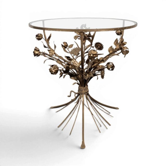 Metal Brass and Glass Coffee Table in the style of Hans Kogl For Sale - Image 7 of 7